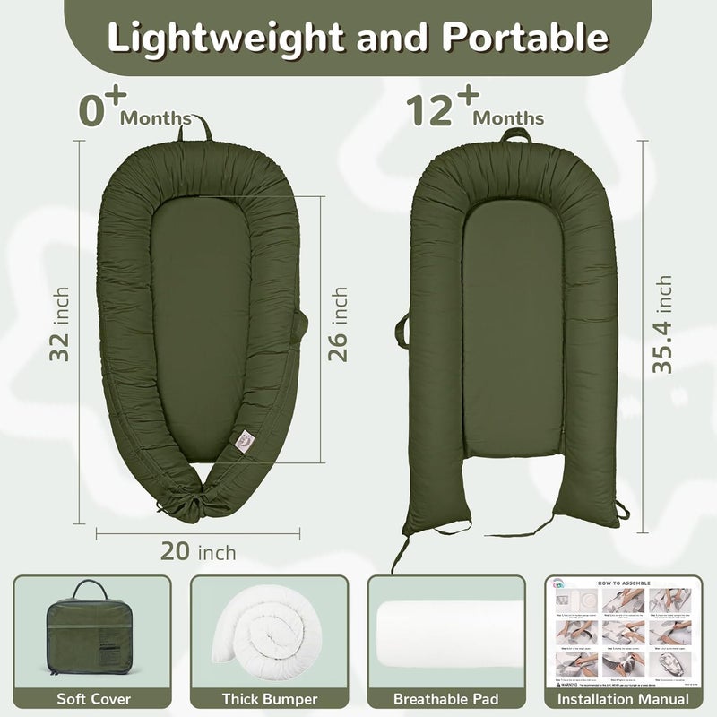 EAQ Baby Lounger, Infant Lounger for Newborn,Portable Baby Nest Cover Breathable & Soft, Newborn Essentials - Image 2